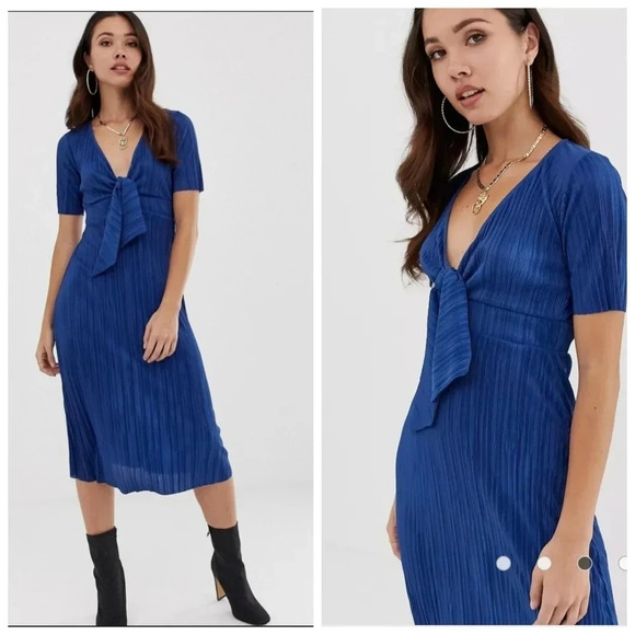NWT ASOS PLISSE TEA MIDI DRESS - Picture 1 of 12